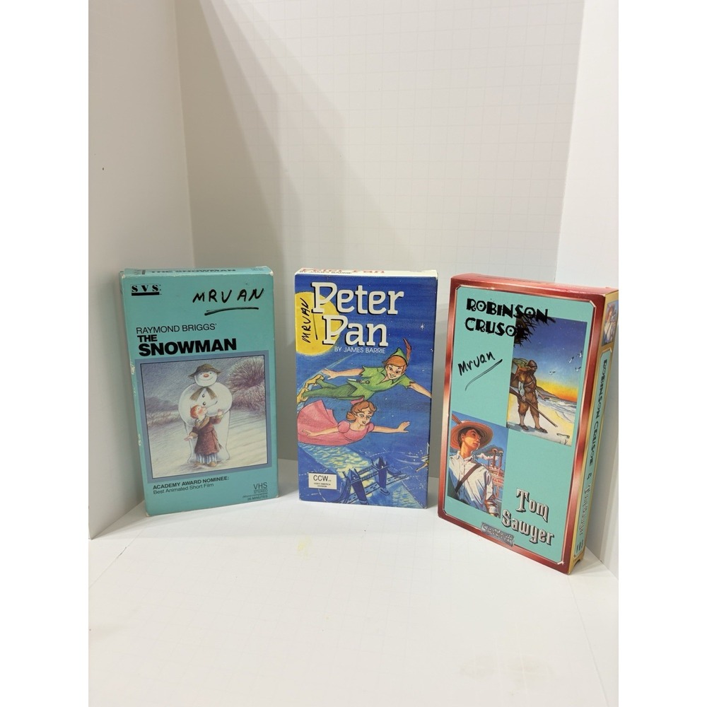 Vintage Children VHS: The Snowman, Peter Pan, Robinson Cruso lot of‎ 3